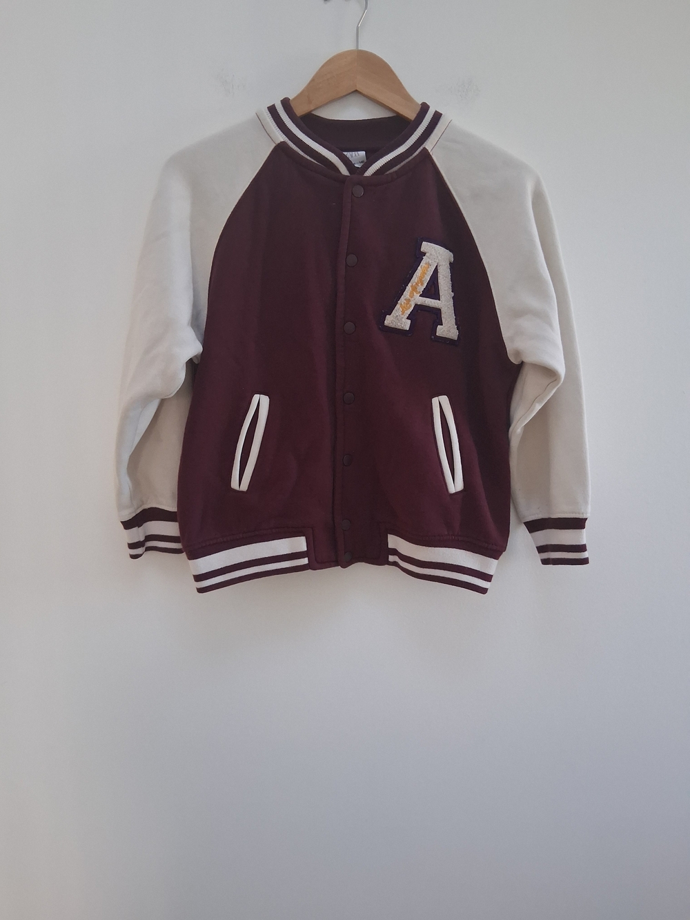 Zara Kids Boy's Burgandy and Cream  Varsity Jacket Los Angeles Size 9-10 Years